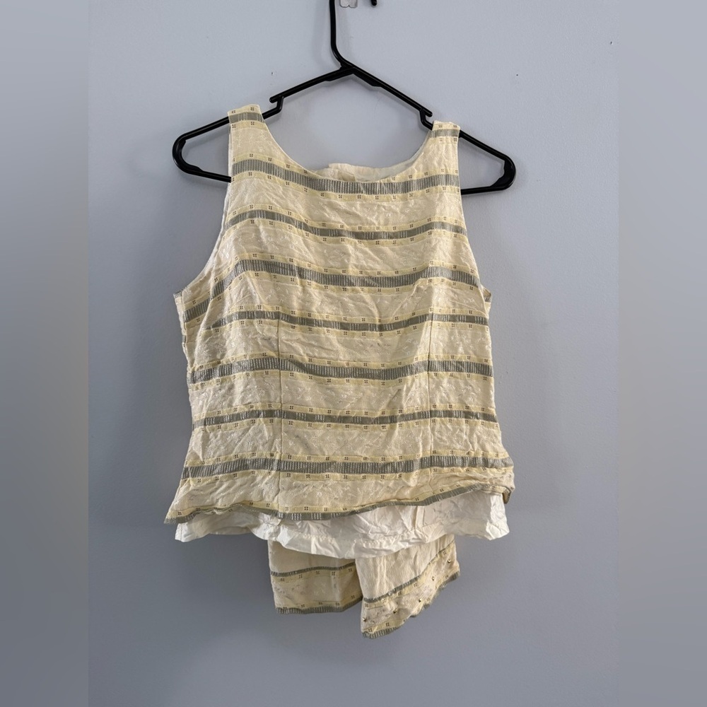 VTG POSITIVE ATTITUDE Pantsuit Set Tank Top Pattern Yellow Boho Size S M Size 10 - Picture 12 of 14